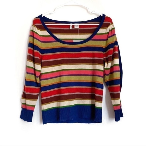 Nwt Anthropologie Moth Multicolor Stripe Cashmere Blend Knit Sweater Top S - Picture 1 of 6